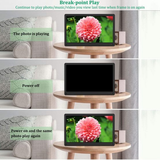 Digital Photo Frame Kenuo 15 Inch 1920×1080 High Resolution Full IPS Display Motion Sensor