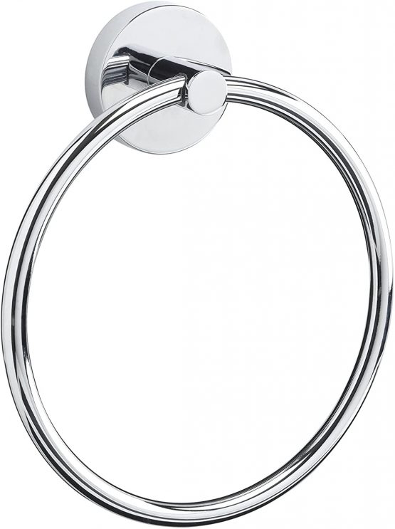 Croydex QM741541 Flexi-Fix Romsey Towel Ring with Zinc Alloy Construction, Chrome, 4.3x18.5x16.5 cm