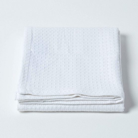 HOMESCAPES - 100% Organic Cotton Waffle Baby Blanket - White - Cot Size 90 x 112 cm - Super Soft Combed Cotton - Image 3