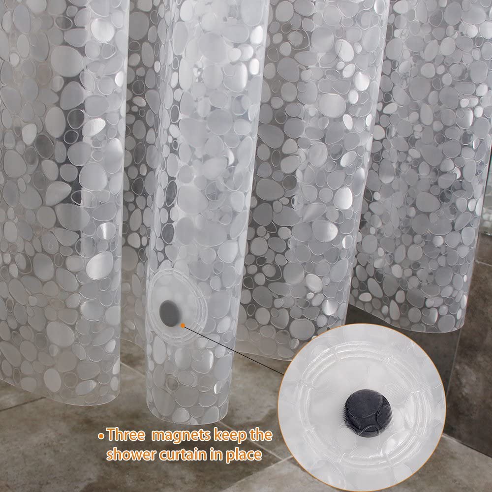 WELTRXE Shower Curtains Mould Proof Mildew Resistant, Waterproof Shower Curtain Liner - Image 4