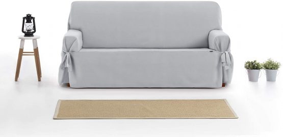 Eysa Sofa Cover, Cotton, Grey, 3 SEATERS - Image 3