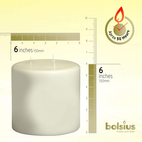 Bolsius Extra Large 3 wick Candle, 15 x 15 cm "Ivory" - Image 2