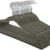 SONGMICS Set of 30 Velvet Hangers, 42 cm Long, Thin and Durable, High Load Capacity, with 360° Swivel Hooks, for Coats Shirts Suits, Grey CRF26V