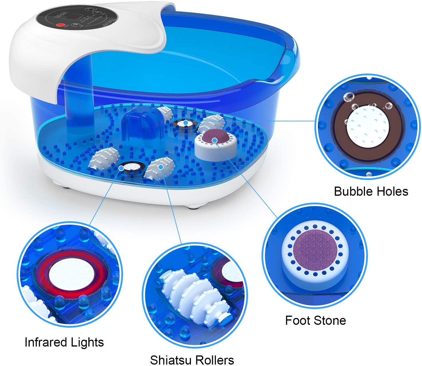 Foot Spa Misiki Foot Bath Massager with Heater Bubbles Vibration