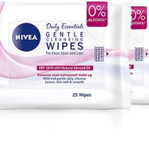 NIVEA Caring Cleansing Wipes, 6 x 25 wipes, Make-Up Wipes Enriched with Almond Oil, Caring Cleansing Face Wipes, Gentle Make-Up Wipes