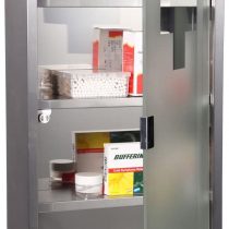 HOMCOM 4 Tier Stainless Steel Wall Mounted Medicine Cabinet Glass Lockable Door Storage Shelves Houseware Bathroom Furniture 60Hx30Wx12D(cm) w/2 Keys