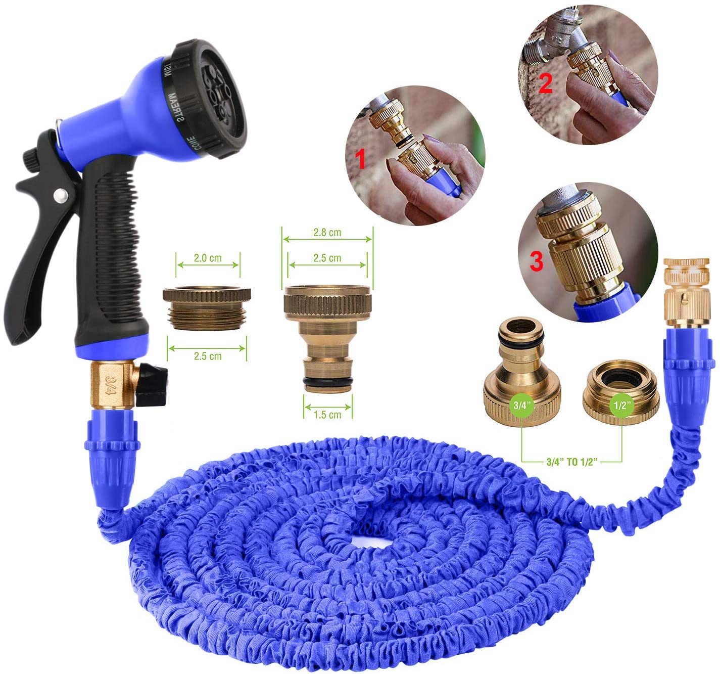HOMOZE Garden Hose Expandable Hose Pipe 50FT Flexible Magic Hose With