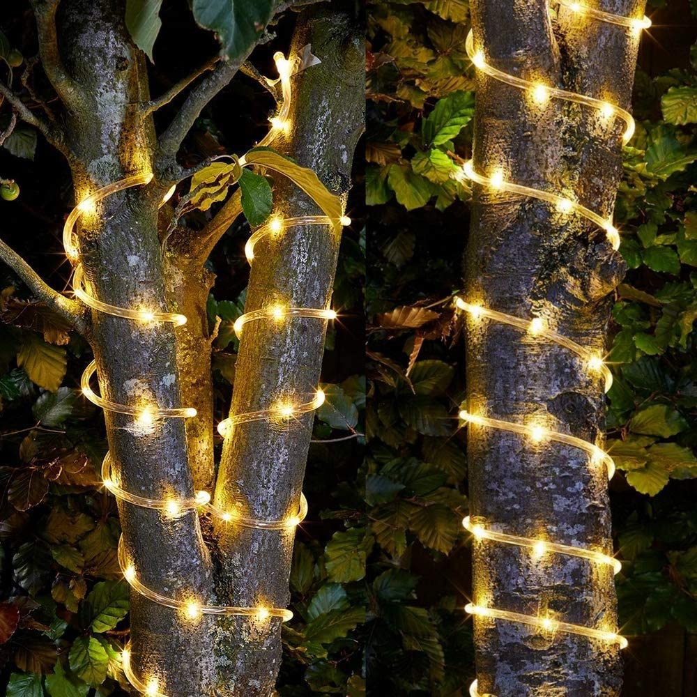 100LED Rope Lights Outdoor,KINGCOO Waterproof 39FT 8Mode Solar Powered Tube Strip Light Copper Wire Fairy String Lights for Garden Yard Party Wedding Christmas Decoration(Warm White) - Image 2