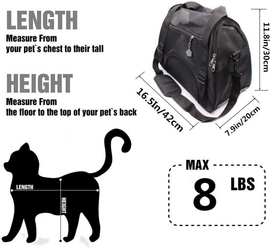 ZaneSun Small Cat Carrier,Soft-Sided Pet Travel Carrier for Cats,Dogs Puppy Comfort Portable Foldable Pet Bag Airline Approved (small black) - Image 2