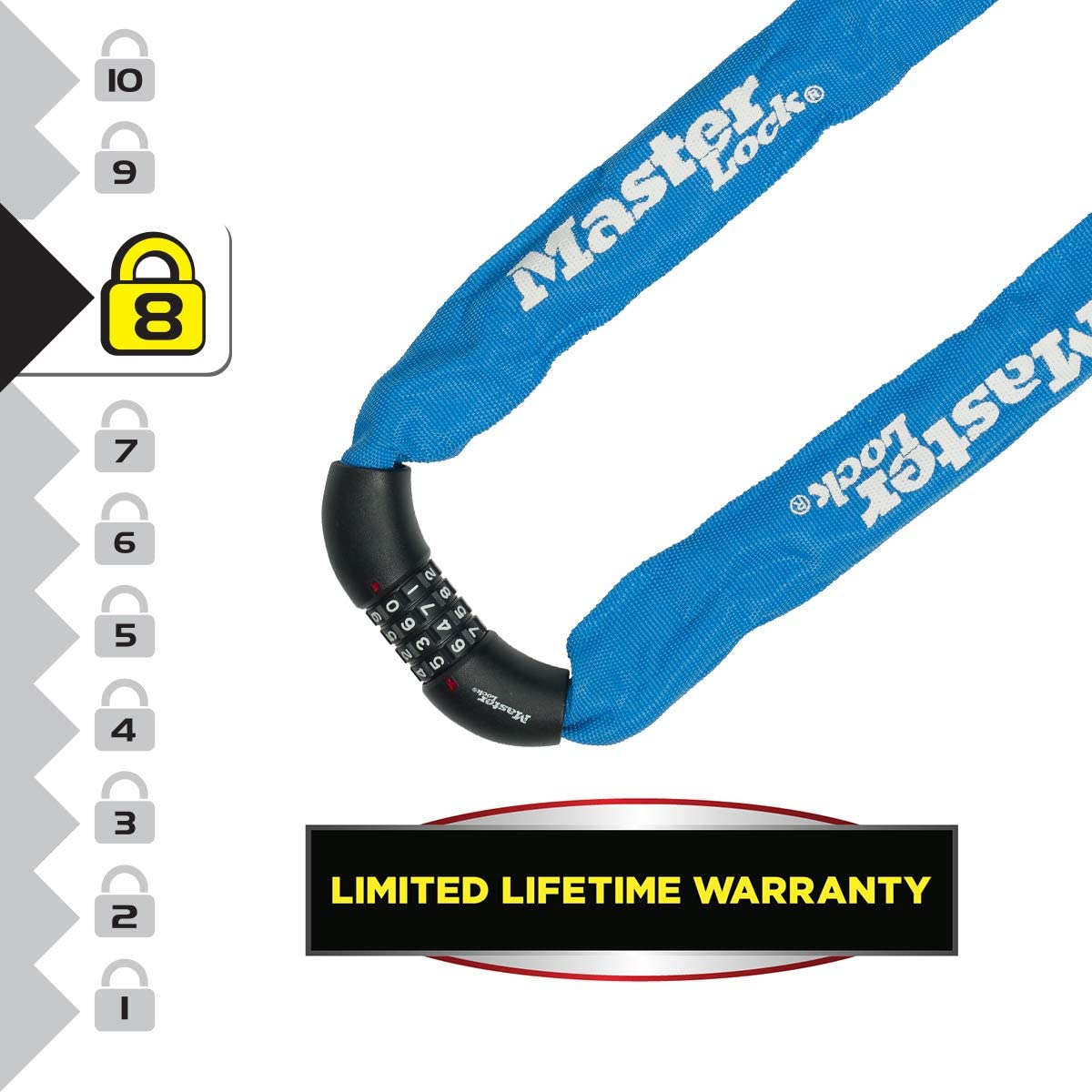 Master Lock Bike Chain Lock, Combination Lock, 90 cm Chain, Random Color 8392EURDPROCOL, Use with Electric, Mountain, Road - Image 2