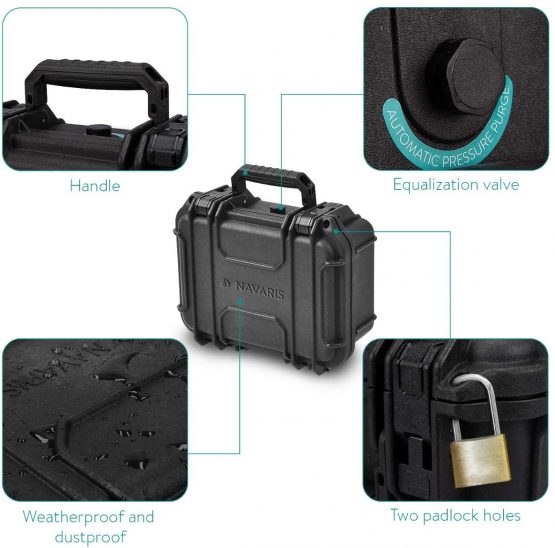 Navaris Protective Outdoor Camera Case - Hard Case with Customisable Foam Inserts - Water and Dust Equipment Protection - Size S (Black) - Image 3