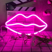 ENUOLI Neon Light Pink Lip Neon Lights Neon LED Lips Lights Pink Neon Signs Battery/USB Operated Lips Neon Signs Neon Lights Pink for Wall Pink Neon Light Light up Your Bedroom Party Wedding Bar