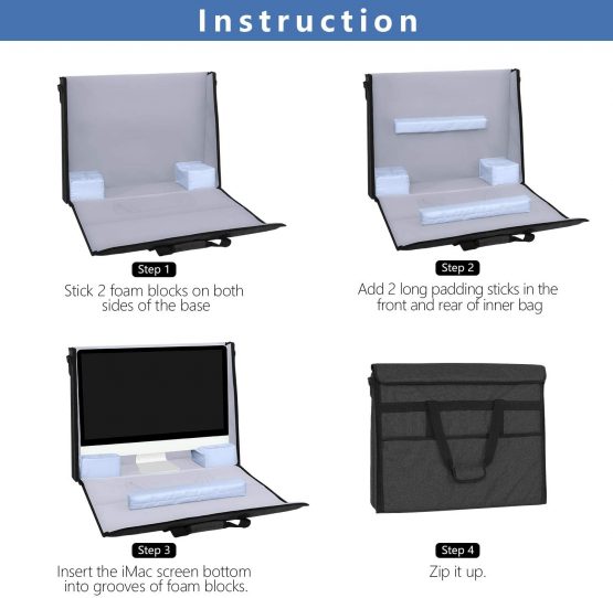 Damero Carrying Bag Compatible with Apple iMac 27-inch, Carry Tote Bag Compatible with Apple iMac 27" and Other Attachment, Black - Image 2