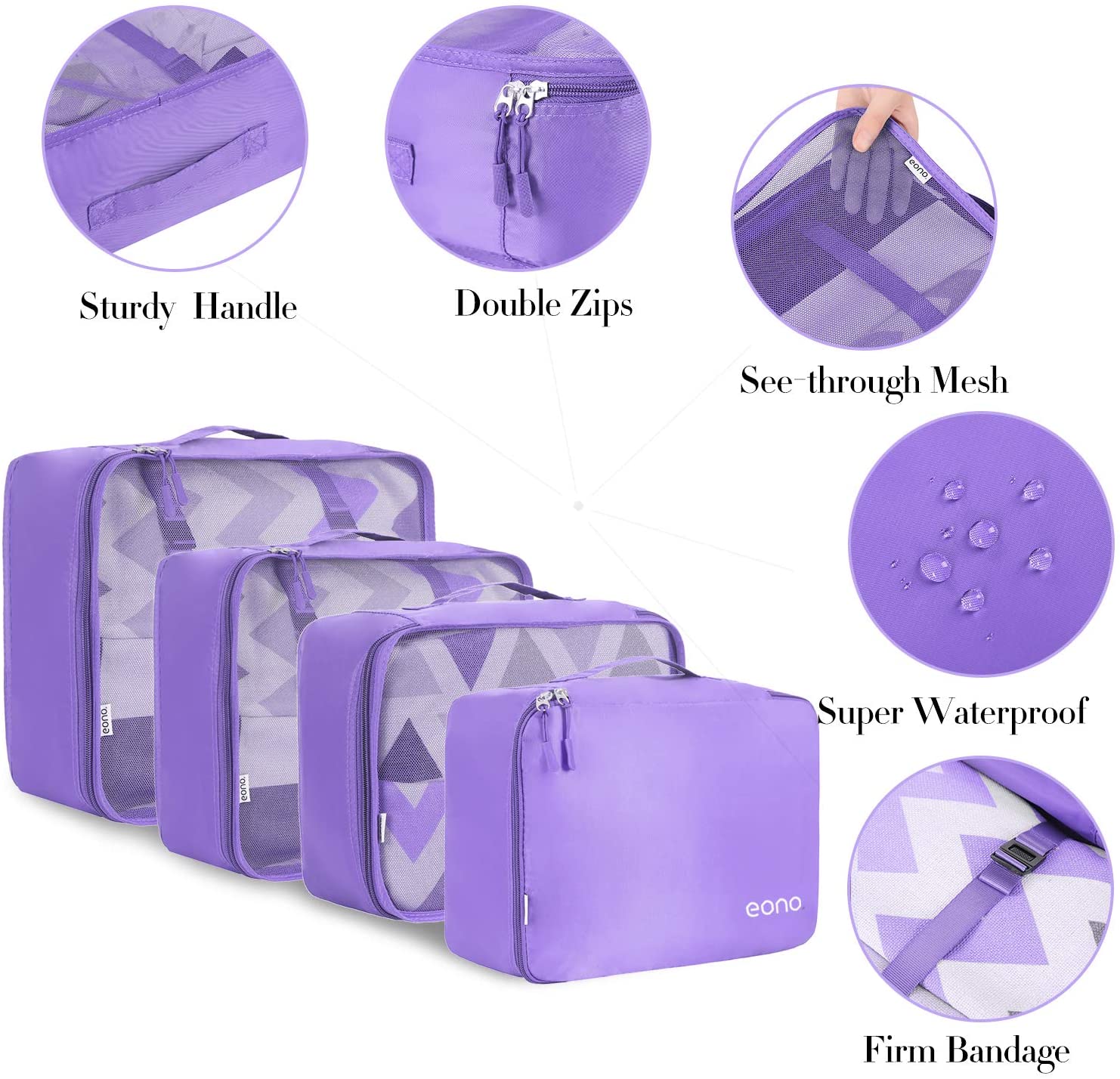 Amazon Brand Eono 8 Pcs Packing Cubes for Suitcase Lightweight