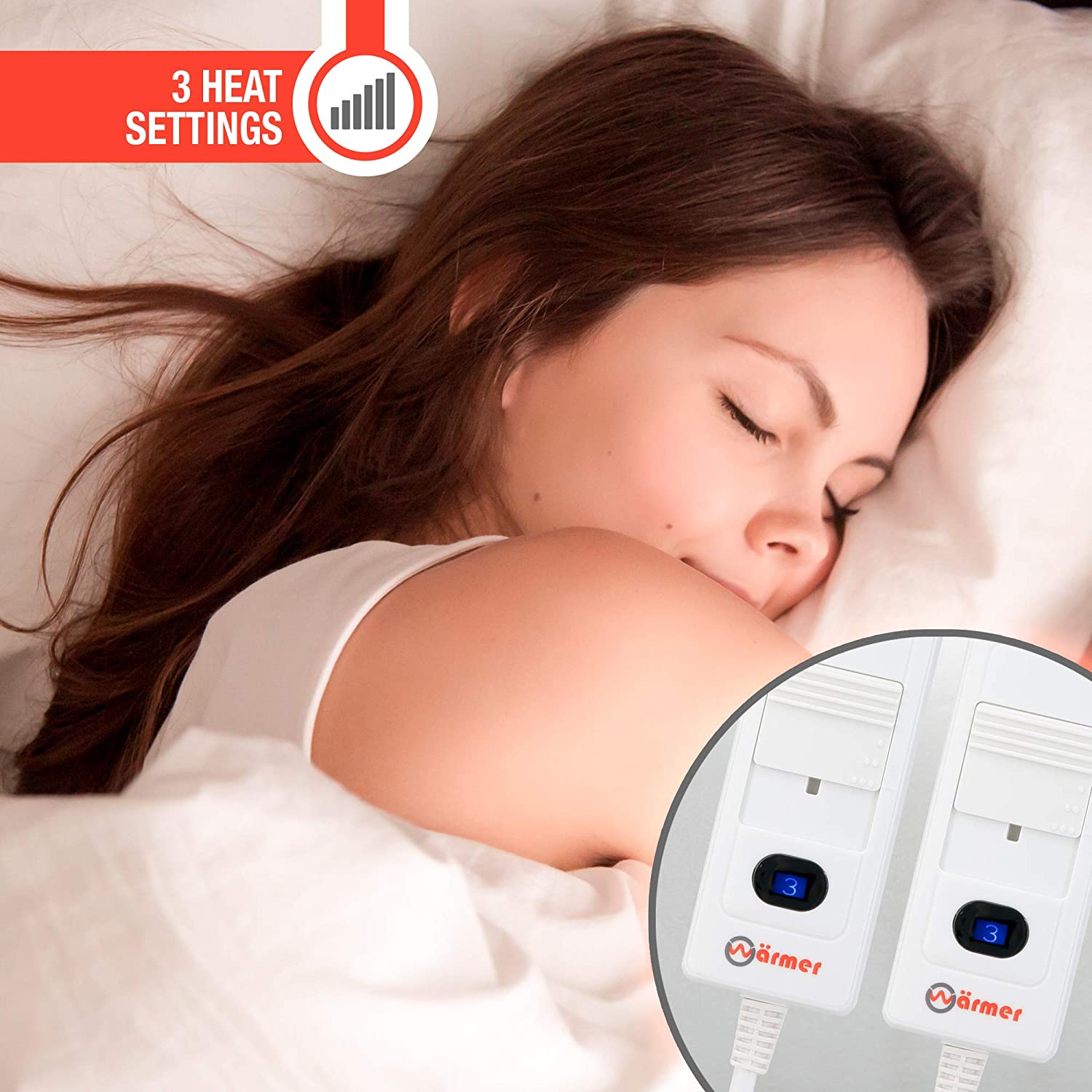 Wärmer Electric Blanket Double Size, Dual Control, Fully Fitted Mattress Cover with Elasticated Skirt, 3 Heat Settings - Image 3