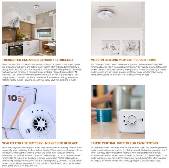 FireAngel Pro Connected Smart Kitchen Heat Alarm, Battery Powered with Wireless Interlink and 10 Year Life, FP1720W2-R - Image 3