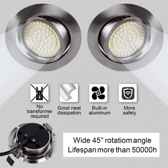 HYDONG LED Recessed Ceiling Spot Lights 5W Cool White 6000K Downlight Ultra Slim Not Dimmable Rotatable Spotlights IP20 Protection for Living Room Bedroom Kitchen, Open Hole Size 75-80mm, Pack of 8 - Image 4