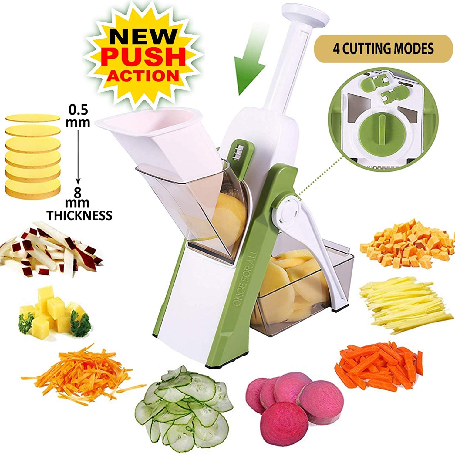 Brieftons Safe Mandoline Vegetable Slicer with 5 Removable Blades to Slice, Julienne, Chip, Chop, Dice Veggies/Fruits