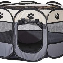 XianghuangTechnology Soft Fabric Portable Foldable Pet Dog Cat Puppy Playpen, Indoor/Outdoor use Pet Kennel Cage D40 x H23 Inch (Grey)