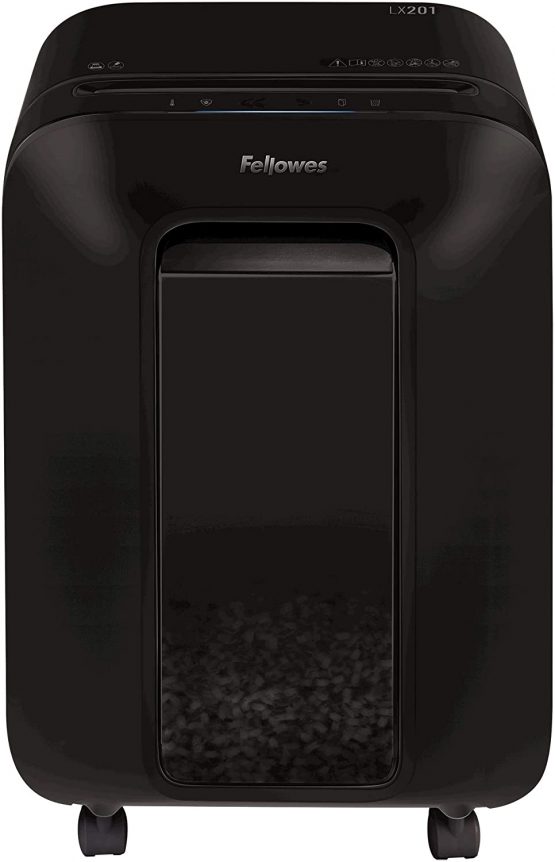 Fellowes Powershred LX201 Paper Shredder, 12 Sheet Micro-Cut Shredder for The Home/Home Office with 100% Jam Proof & Safesense Technology - Black