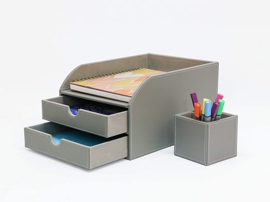 OSCO Faux Leather 2 Tier Sorter with Letter Tray - Image 2