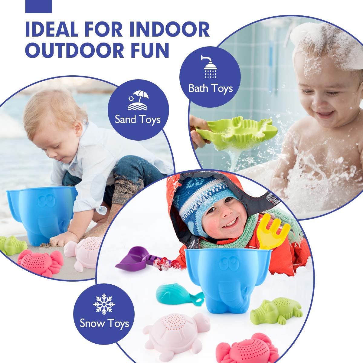 hahaland 7PCS Beach Sand Toys for Toddlers Age 2-5, Bucket and Spade Set including Animal Molds - Image 4
