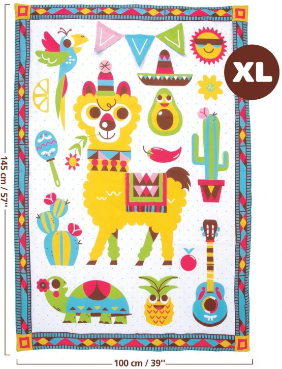 Yookidoo Fiesta Baby Tummy Time Mat. Folds As Carrying Bag. Indoor & Outdoor Activity Play Gym with Mirror, Rattle & Teether. Extra Large Washable Newborn Blanket (145 X 100cm) - Image 4