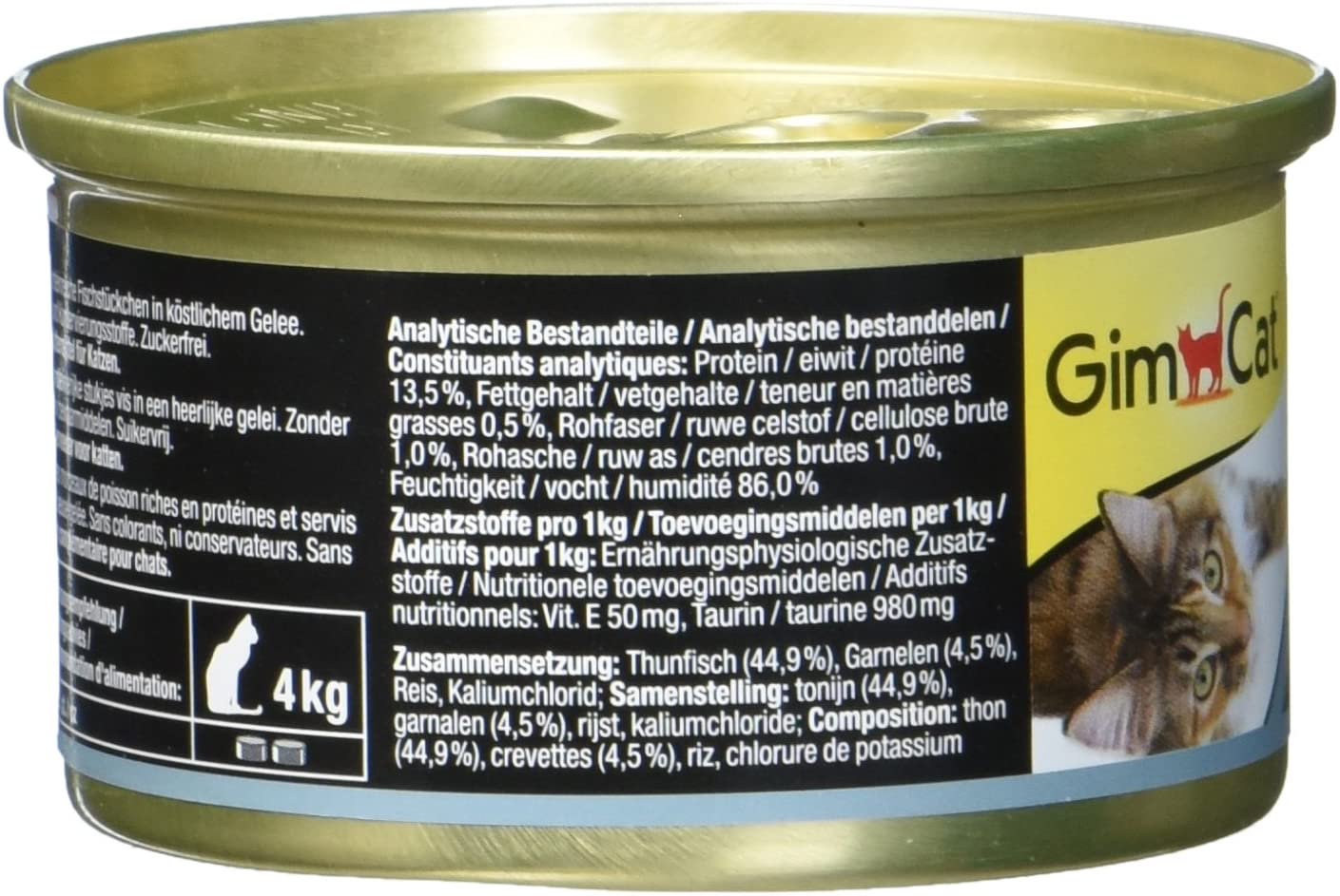 GimCat ShinyCat in Jelly Tuna with Shrimps - Wet food containing fish and taurine for cats - 24 tins (24 x 70 g) - Image 4