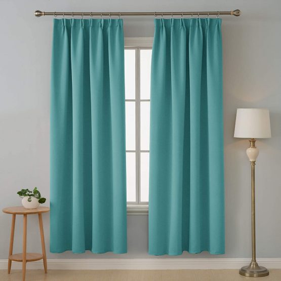 Deconovo Home Decoration Thermal Insulated Curtains Blackout Curtains Pencil Pleat Curtains for Kids Turquoise W55 x L79 Inch 2 Panels - Image 2