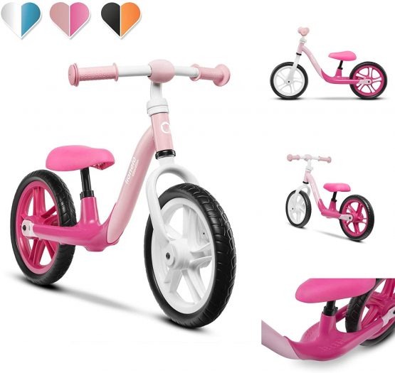 Lionelo LOE Bubblegum Alex Children's Bicycle up to 30 kg Saddle and Handlebar Adjustable 12 Inch EVA Foam Wheels Robust Construction Steering Angle Limiter EN 71 (Pink), S