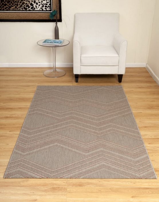 Aspect 120 x 170 cm Polypropylene Bukhara Chevron Indoor/Outdoor Rug, Grey - Image 3