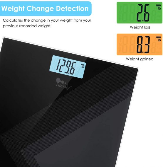 Himaly Digital Body Weight Bathroom Scales High Precision Weighing Scale USB Rechargeable, 180kg / 400lb / 28stone, Backlight Display, Slim Design - Elegant Black+Grey - Image 4