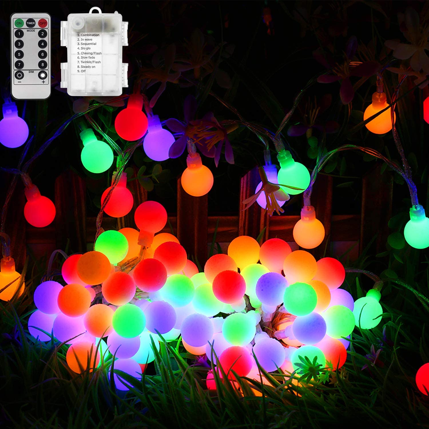 Suplong Rechargeable Fairy Lights USB with 8 Lighting Modes 16ft 50LEDs Waterproof Fairy Lights for Bedroom Outdoor Party Living Room (Rechargeable)