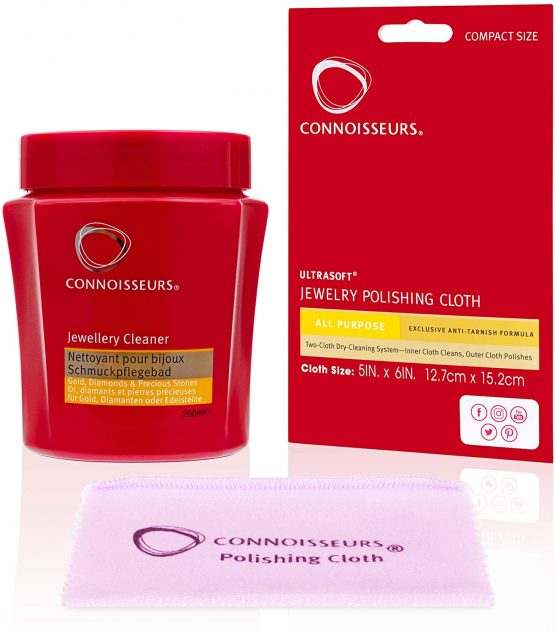 Connoisseurs Jewellery Cleaner Kit - Diamonds, Platinum & Gold Cleaning Tool - Pressure Jewelry, Watches, Earrings - With Free Dry Cleaning Cloth