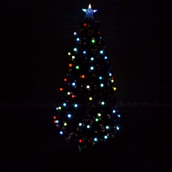 SHATCHI Berries LED Pre-Lit Fibre Optic Christmas Tree Various Multicolour Light Effects Holiday Xmas Home Decorations (2Ft/3Ft/4Ft/5Ft/6Ft), Green, 4Ft - Image 2
