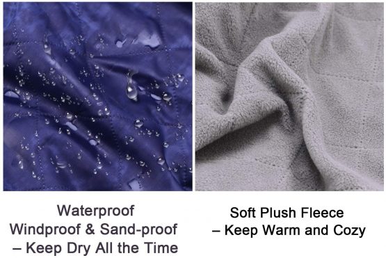 URPRO Waterproof Warm Fleece Outdoor Blanket Extra Large Lightweight Portable with Carry Bag for Stadium, Picnic, Camping, Beach, Dogs, Sofa - Image 3