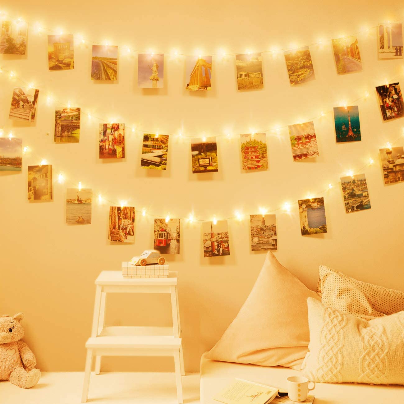 litogo 100 LED Photo Clip String Lights, 10M Battery Powered Fairy Lights with 60 Clips Hanging Photos - Image 4