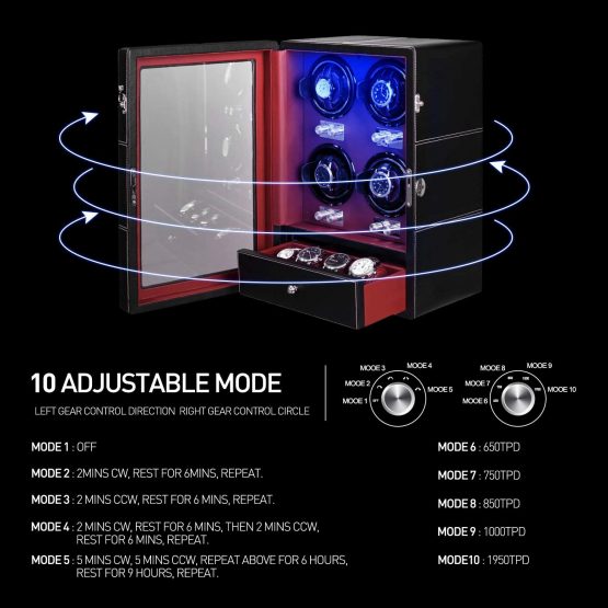 jqueen quad automatic watch winder six storage case manual