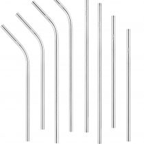 SHO Reusable Premium Stainless Steel 8 Set Metal Straws - 4 Bent, 4 Straight, 1 Cleaner, Multiple Sizes - 22.8cm (9"), 18.3cm (7.5"), 22.5cm (8.8"), 18cm (7.1") - Drinking Straw, Case Included