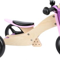 small foot 11612 Balance Trike 2-in-1 pink made of wood, tricycle and balance bike, adjustable seat and rubber-finished wheels