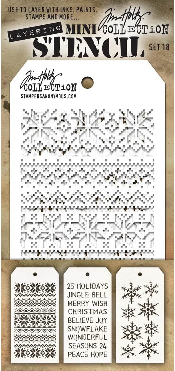 Stampers Anonymous MTS018 Tim Holtz Mini Layered Stencil Set #18, 8.61x21x0.2 cm, Multicolor - Image 2