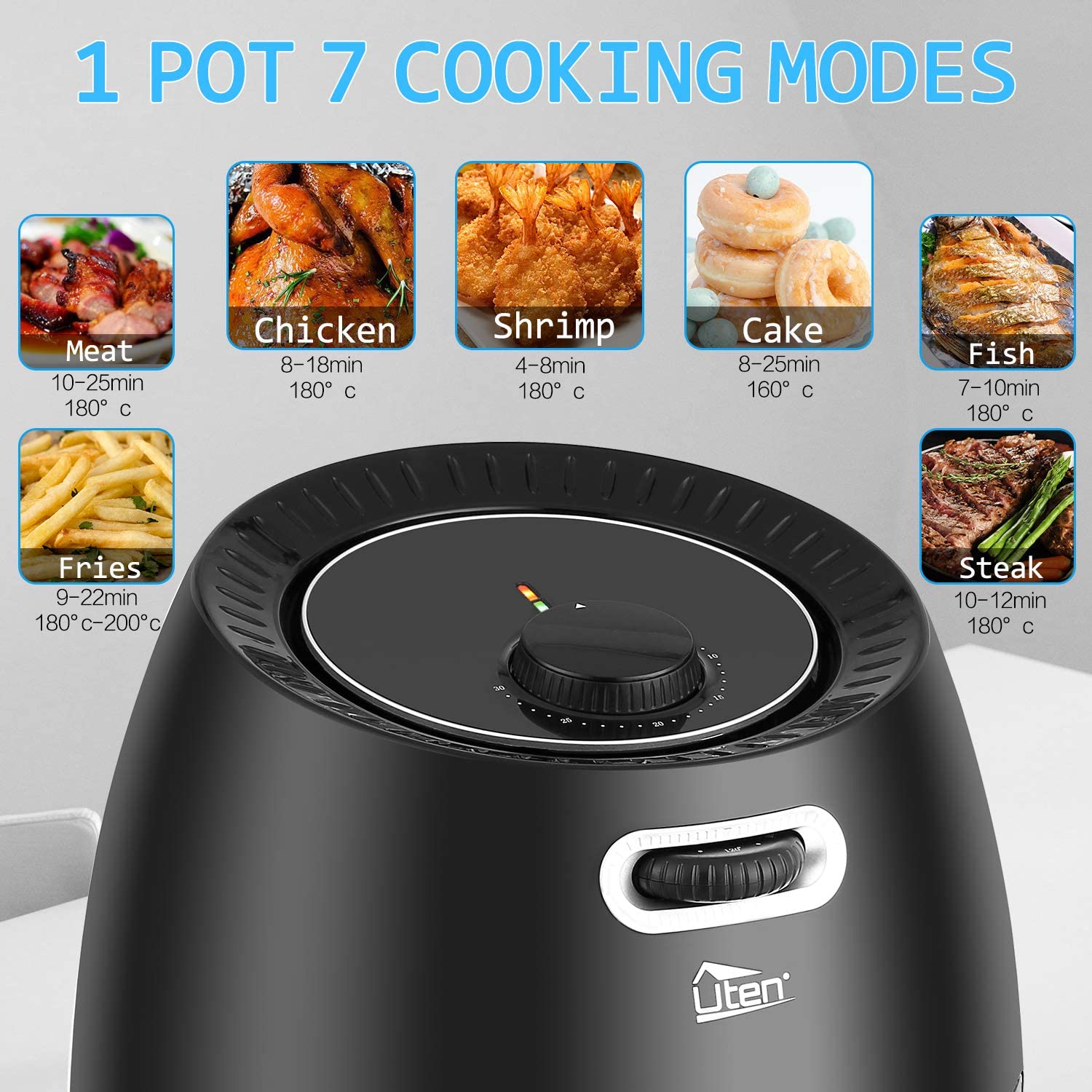 6.5L Air Fryer, Uten Oil Free Fryer with Temperature Control and Timer