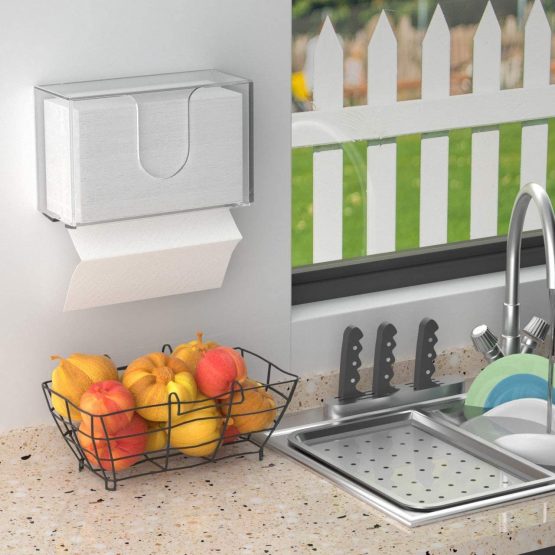 HIIMIEI Acrylic Wall Mounted Paper Hand Towel Dispenser Folded Hand Towel Dispenser for Folded Hand Towels Perfect for Kitchen, Bathroom, Restaurants - Image 3