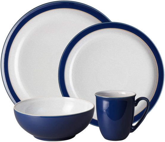 Denby 405048752 Elements Dark Blue 4 Piece Place Setting Set