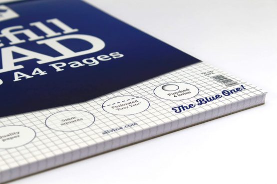 Silvine 160 Page A4 Refill Pad, Head Bound and Punched 4 Holes. Ruled 5mm Squares [Pack of 5] - Image 3
