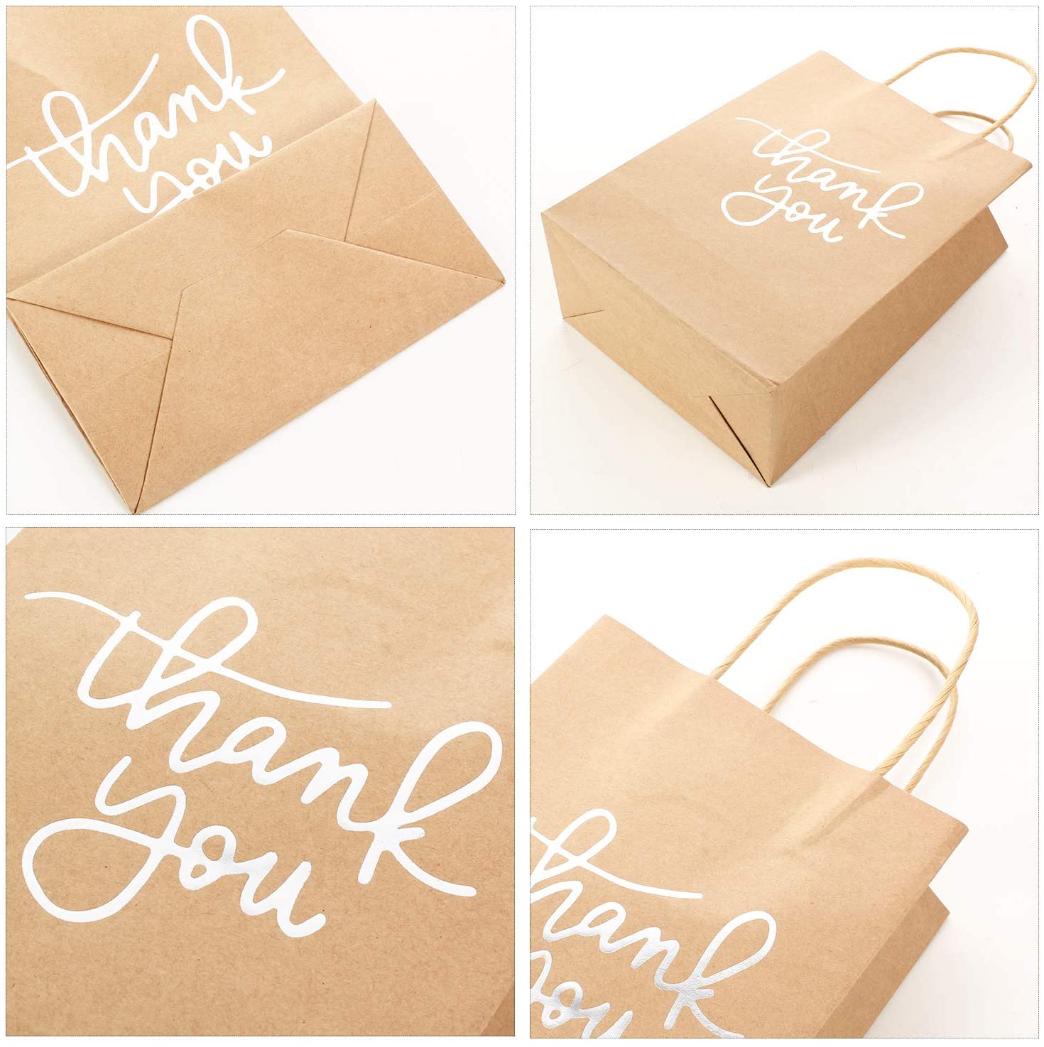 24 Pack Paper Party Bags,Kraft Paper Party Bags with Handles for Birthday,Business,Boutique,Wedding and Party Celebrations(Silver) - Image 3