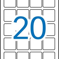APLI 12847 Permanent White Labels 45.0 x 45.0 mm 20 Sheets
