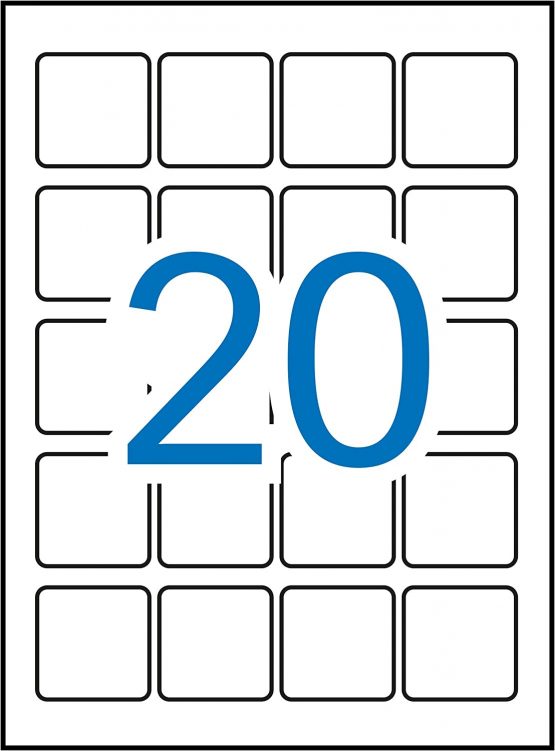 APLI 12847 Permanent White Labels 45.0 x 45.0 mm 20 Sheets