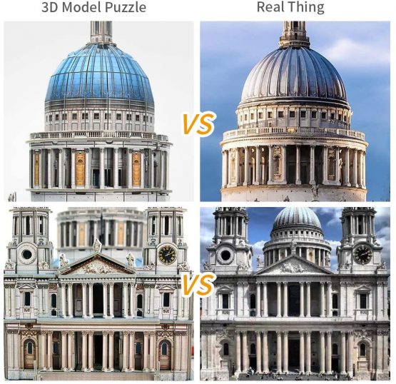 CubicFun 3D Jigsaw Puzzles for Adults 643 Pieces Architecture with Interior Views Model Kits for Adults Build UK London Classical Architecture St. Paul's Cathedral, Hard Puzzles Gifts for Women, Men - Image 2