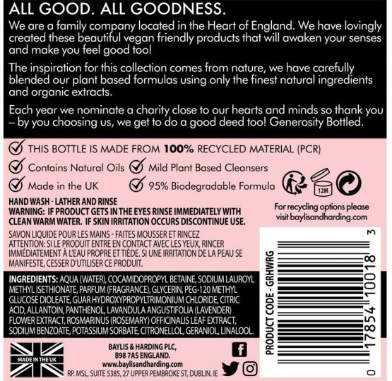Baylis & Harding Goodness Rose and Geranium, 500 ml Hand Wash, Pack of 3 - Image 2